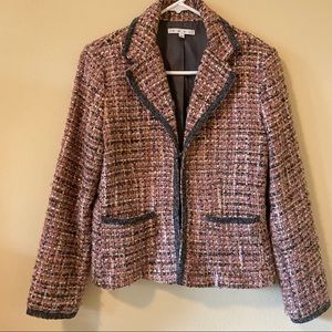 CAbi pink and grey tweed blazer
